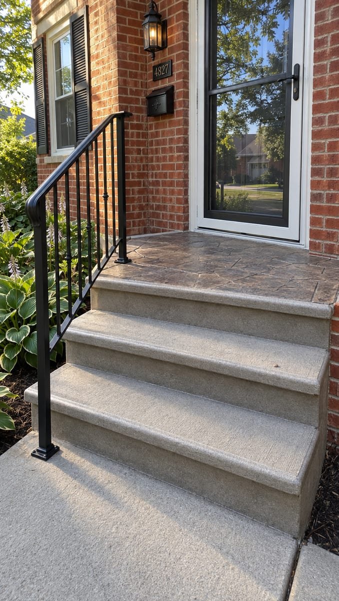 Finished poured concrete front steps