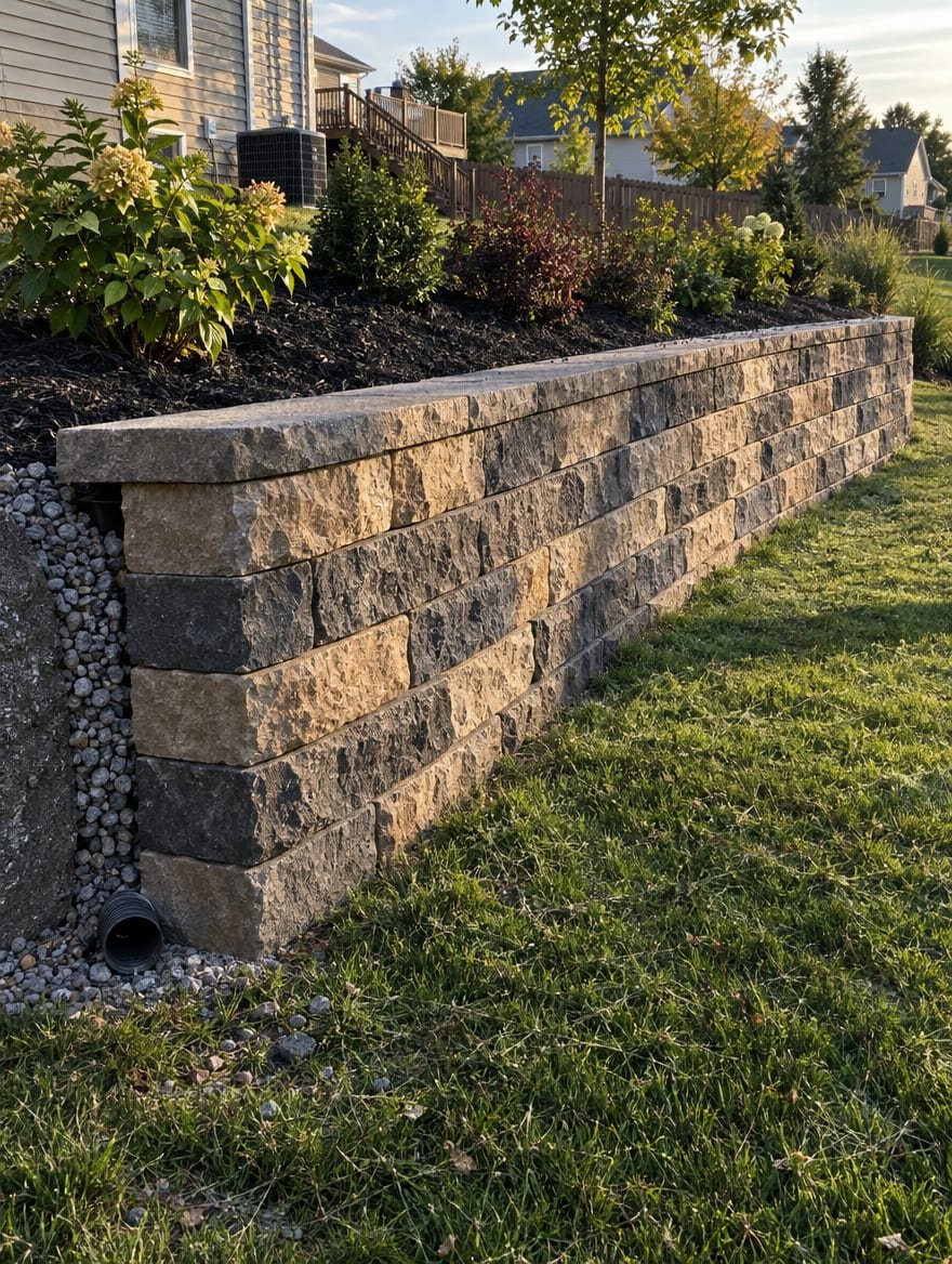 Finished segmental block retaining wall